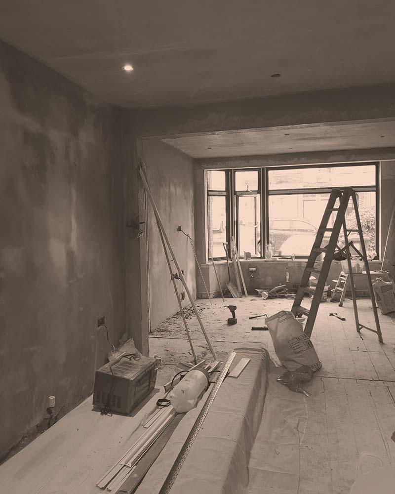 Freshly plastered walls within a house